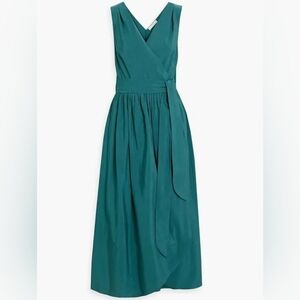 VINCE Sateen Midi Wrap Dress, Teal Blue, Size XS